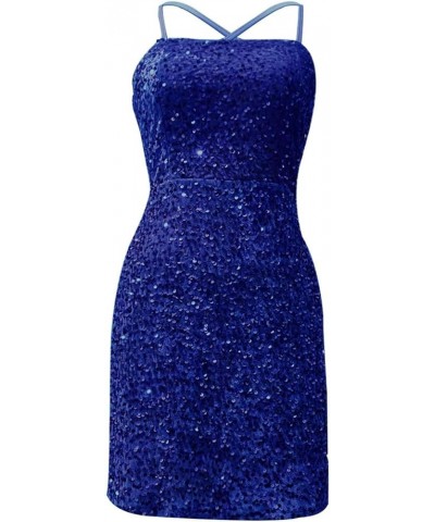 Women's Sparkly Sequin Halter Beaded Sexy Bodycon Cocktail Dress for Prom Bridesmaid and Wedding H-bu1 $9.20 Dresses