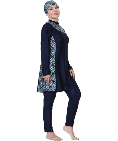 Plus Size Muslim Swimsuits for Women Burkini Modest Swimwear Full Cover Top ​Pants Hijab Islamic Bathing Suit Navy & Floral $...