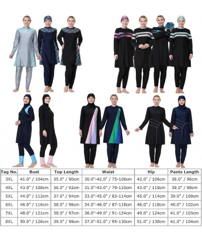 Plus Size Muslim Swimsuits for Women Burkini Modest Swimwear Full Cover Top ​Pants Hijab Islamic Bathing Suit Navy & Floral $...