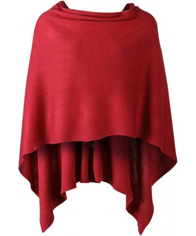 Womens Poncho Sweater Versatile Knit Scarf Wrap with Buttons Solid Shawl Cape Cardigan Gifts for Women 3-burgundy $14.40 Swea...