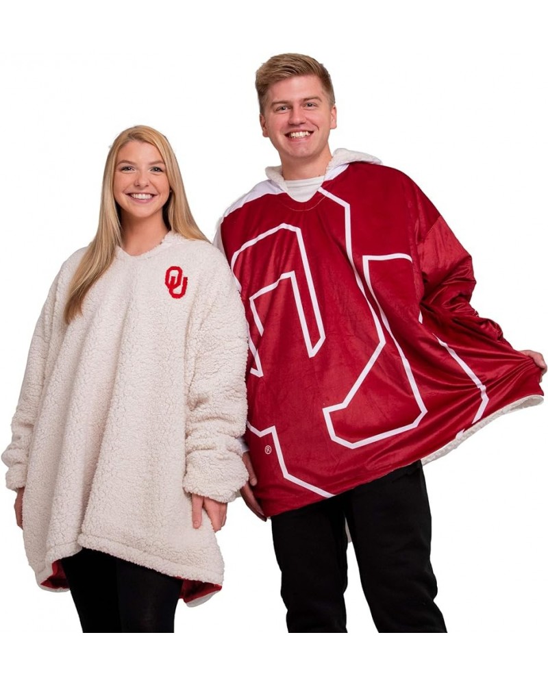 Women's Reversible Oversized Sherpa Hoodie Sweatshirt Colorblock Hoodeez Oklahoma Sooners Colorblock $32.20 Activewear