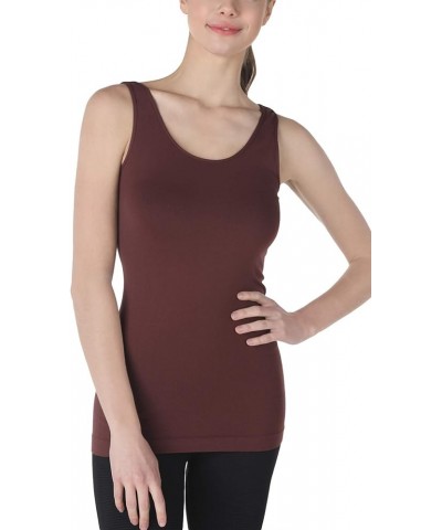 Women Seamless Basic Jersey Tank Top, Made in U.S.A, One Size Decadent Choco 1 $24.75 Tanks