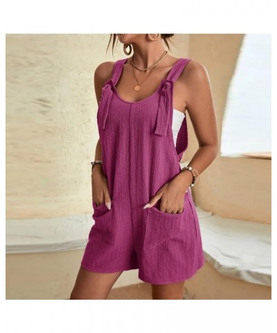 Jumpsuit for Women Short Adjustable Straps Romper Summer Casual Loose Overalls Cool Sleeveless Jumpsuits with Pockets Carmine...