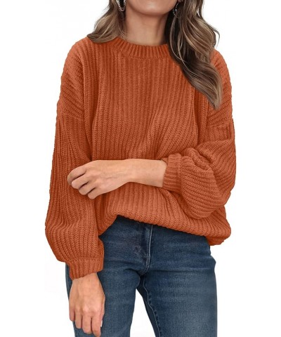 Women's Fashion Sweater Long Sleeve Casual Ribbed Knit Winter Clothes Pullover Sweaters Blouse Top Rust Red $28.31 Sweaters