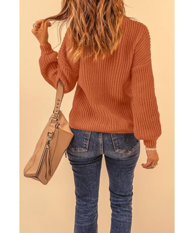 Women's Fashion Sweater Long Sleeve Casual Ribbed Knit Winter Clothes Pullover Sweaters Blouse Top Rust Red $28.31 Sweaters