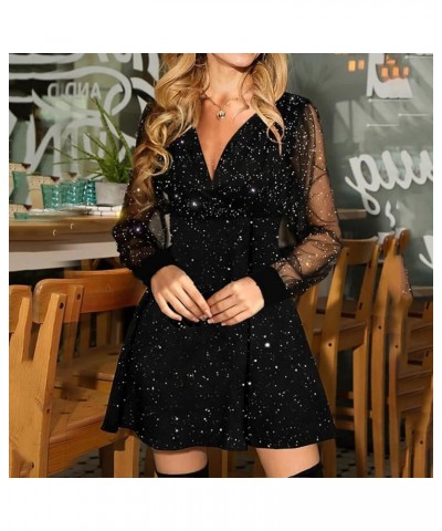 Womens V Neck Puff Long Sleeve Slit Mini Short Bodycon Dress 2023 Wedding Guest Cocktail Party New Year Eve Dress A2-a $8.46 ...