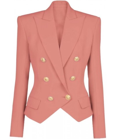 Women's Blazer Business Women Casual Long Sleeve Double Breasted Suit Jacket Office Lady Work Blazers Suit Coral $18.19 Blazers