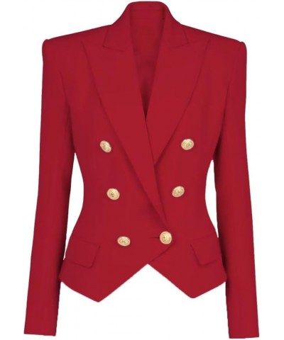 Women's Blazer Business Women Casual Long Sleeve Double Breasted Suit Jacket Office Lady Work Blazers Suit Coral $18.19 Blazers