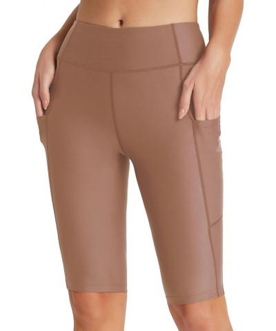 Women's 12“/28” Long Swim Shorts Swim Pants Upf50+ High Waisted Swim Capris with Pockets 12 inch Beaver Brown $19.03 Swimsuits