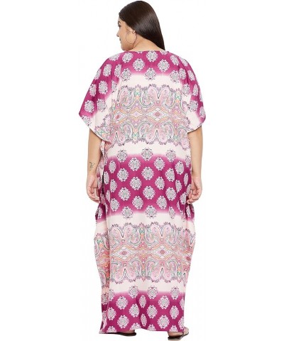 Gypsie Blu Women Plus Size Kaftans Kimono Style Polyester Dresses Loose Caftan Dress Ladies Evening Casual Long Maxi Pink Mul...