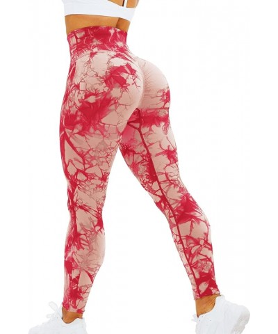 Tie Dye Workout Seamless Leggings for Women High Waist Gym Leggings Yoga Pants 1 Orange $11.50 Leggings