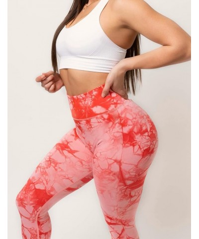 Tie Dye Workout Seamless Leggings for Women High Waist Gym Leggings Yoga Pants 1 Orange $11.50 Leggings