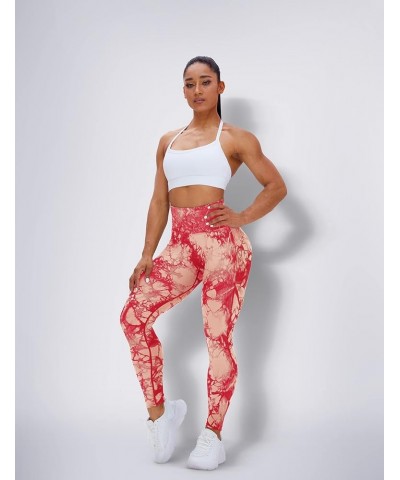 Tie Dye Workout Seamless Leggings for Women High Waist Gym Leggings Yoga Pants 1 Orange $11.50 Leggings