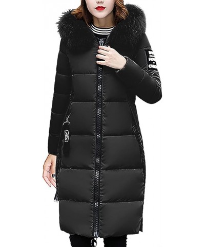 Winter Coat for Women Plus Size Long Quilted Outerwear Plush Hooded Puffer Jacket Thicken Warm Padded Overcoat 5-black $18.97...