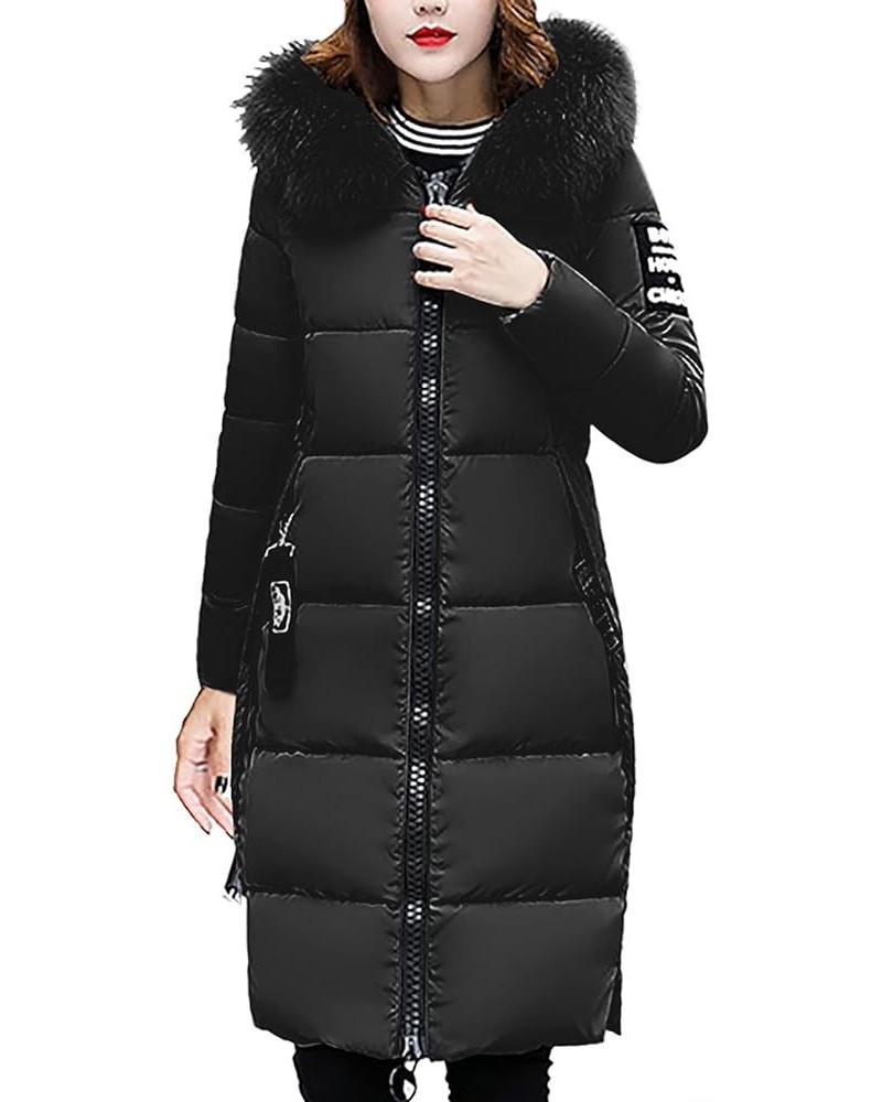 Winter Coat for Women Plus Size Long Quilted Outerwear Plush Hooded Puffer Jacket Thicken Warm Padded Overcoat 5-black $18.97...