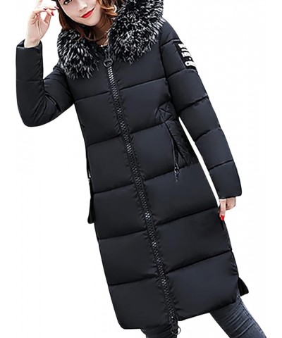 Winter Coat for Women Plus Size Long Quilted Outerwear Plush Hooded Puffer Jacket Thicken Warm Padded Overcoat 5-black $18.97...