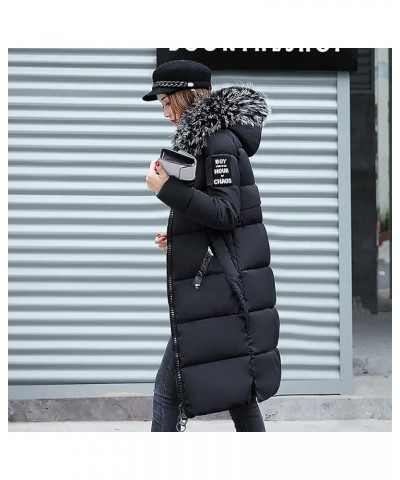 Winter Coat for Women Plus Size Long Quilted Outerwear Plush Hooded Puffer Jacket Thicken Warm Padded Overcoat 5-black $18.97...