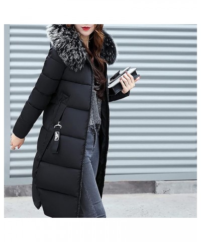 Winter Coat for Women Plus Size Long Quilted Outerwear Plush Hooded Puffer Jacket Thicken Warm Padded Overcoat 5-black $18.97...