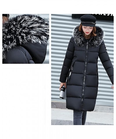 Winter Coat for Women Plus Size Long Quilted Outerwear Plush Hooded Puffer Jacket Thicken Warm Padded Overcoat 5-black $18.97...