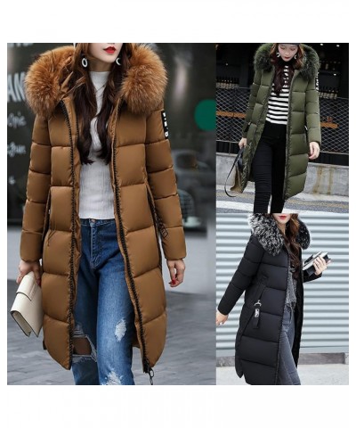 Winter Coat for Women Plus Size Long Quilted Outerwear Plush Hooded Puffer Jacket Thicken Warm Padded Overcoat 5-black $18.97...