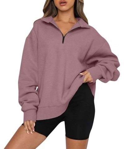 Womens Oversized Sweatshirts Hoodies Half Zip Pullover Fall Fashion Outfits 2023 Y2k Clothes X Pink $10.80 Hoodies & Sweatshirts