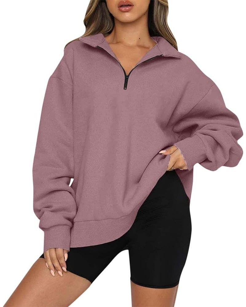 Womens Oversized Sweatshirts Hoodies Half Zip Pullover Fall Fashion Outfits 2023 Y2k Clothes X Pink $10.80 Hoodies & Sweatshirts