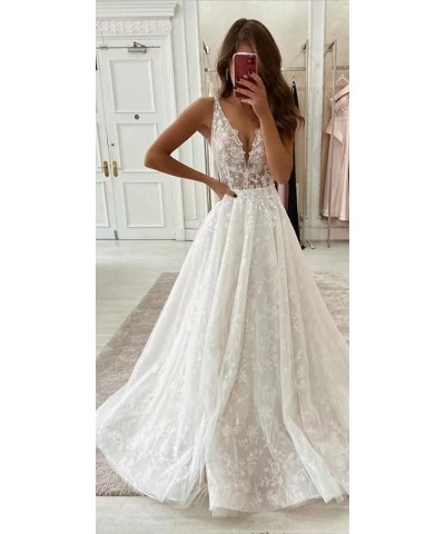 Women's Beach Wedding Dresses for Bride 2024 Bohe Lace Appliqued Bridal Wedding Gowns CM001 Style O-ivory $54.54 Dresses