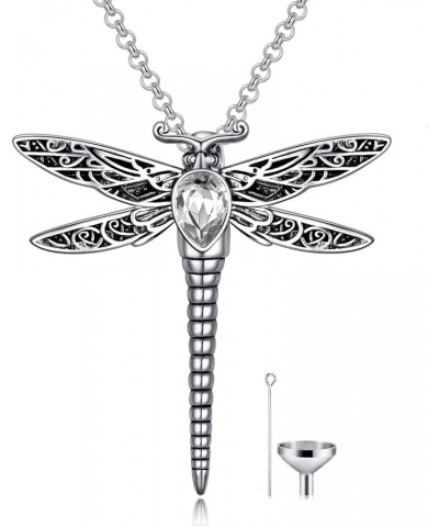 Dragonfly Urn Necklace for Ashes Sterling Silver Memorial Keepsake Cremation Jewelry Gifts with Filling Tool Crystal-White $2...