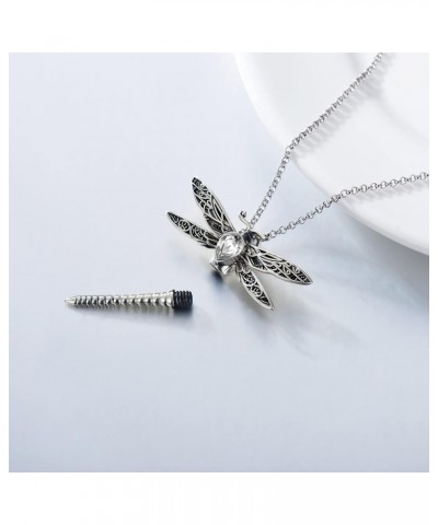 Dragonfly Urn Necklace for Ashes Sterling Silver Memorial Keepsake Cremation Jewelry Gifts with Filling Tool Crystal-White $2...