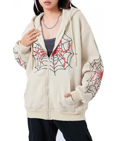 Y2k Full Zip Up Hoodie Women Oversized Goth Sweatshirt E-Girl Rhinestone Long Sleeve Graphic Jacket Streetwear -36-khaki $10....