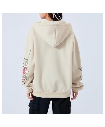 Y2k Full Zip Up Hoodie Women Oversized Goth Sweatshirt E-Girl Rhinestone Long Sleeve Graphic Jacket Streetwear -36-khaki $10....