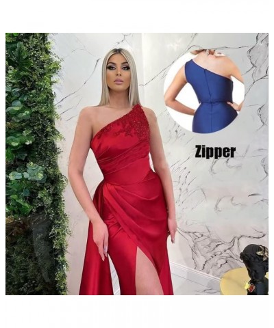 Appliques Mermaid Bridesmaid Dresses One Shoulder Prom Dress for Women Bodycon Formal Evening Gown with Slit Pink $35.28 Dresses