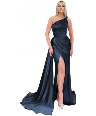 Appliques Mermaid Bridesmaid Dresses One Shoulder Prom Dress for Women Bodycon Formal Evening Gown with Slit Pink $35.28 Dresses