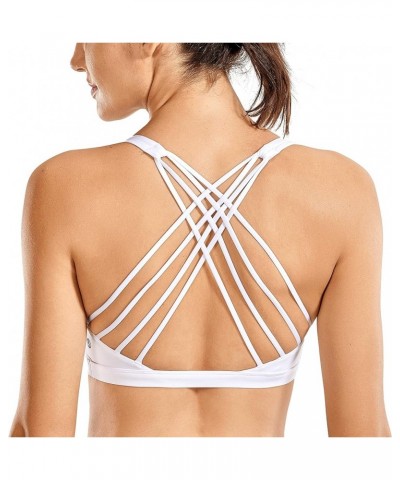 Strappy Sports Bras for Women - Criss Cross Back Sexy Wireless Padded Yoga Bra Cute Workout A02-white $18.29 Lingerie