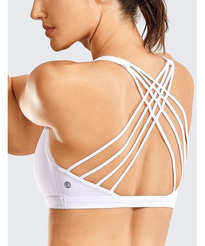 Strappy Sports Bras for Women - Criss Cross Back Sexy Wireless Padded Yoga Bra Cute Workout A02-white $18.29 Lingerie