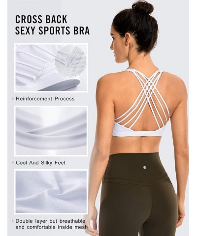 Strappy Sports Bras for Women - Criss Cross Back Sexy Wireless Padded Yoga Bra Cute Workout A02-white $18.29 Lingerie