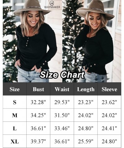 Women's Henley Shirts Long Sleeve Button Down Tunic Tops Scoop Neck Ribbed Knit Slim Fitted Casual Tops Blouses Bluish $10.00...