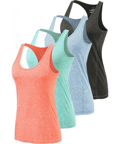 Workout Tank Tops for Women Yoga Racerback Tanks Athletic Quick Dry Activewear 4 Pack A-black/Light Blue/Light Green/Orange $...