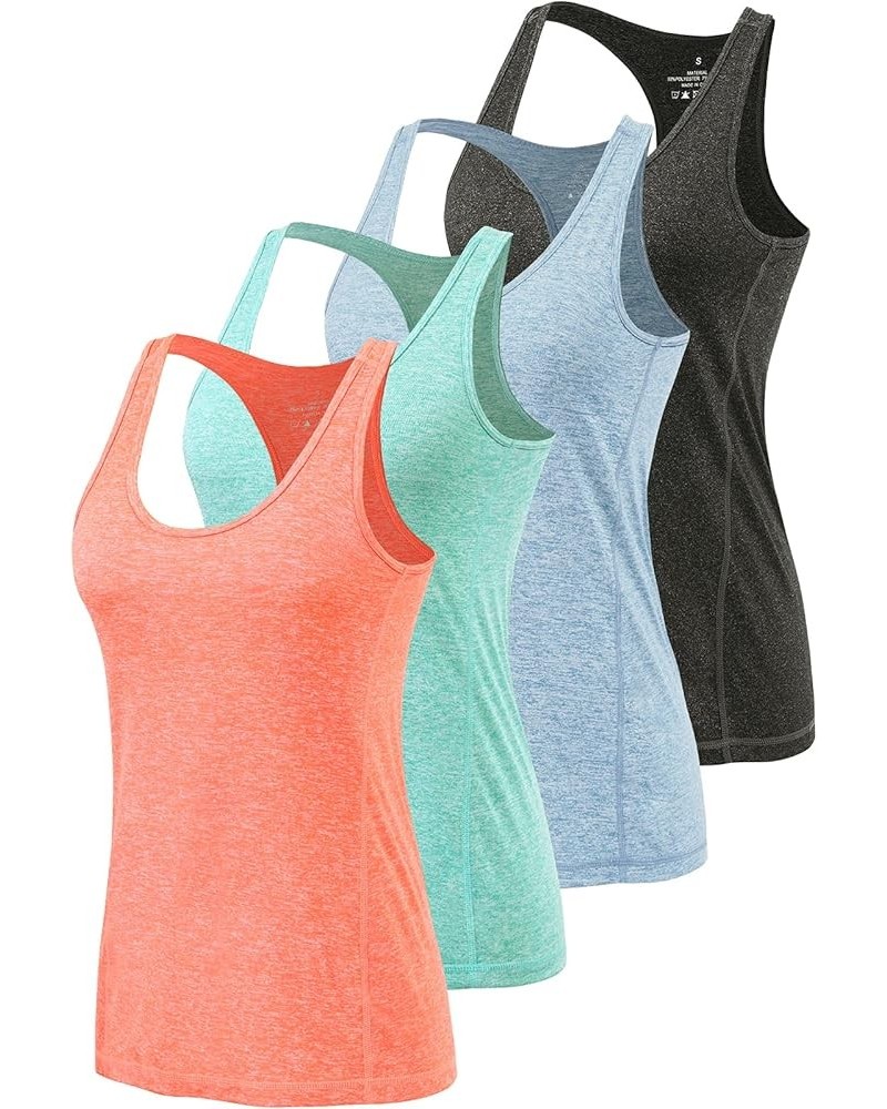 Workout Tank Tops for Women Yoga Racerback Tanks Athletic Quick Dry Activewear 4 Pack A-black/Light Blue/Light Green/Orange $...