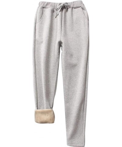 Warm Sweatpants Womens Fleece Sherpa Lined Winter Active Running Jogger Pants Style 12light Grey-straight Leg $16.38 Activewear