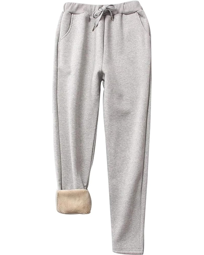 Warm Sweatpants Womens Fleece Sherpa Lined Winter Active Running Jogger Pants Style 12light Grey-straight Leg $16.38 Activewear