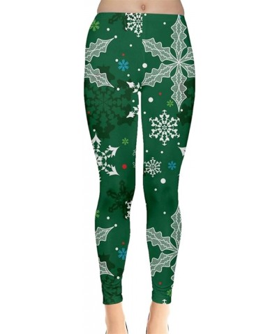 Women's Festive Holiday Stretchy Leggings Christmas Lights Ugly Xmas Leggings, XS-5XL Green $15.92 Others