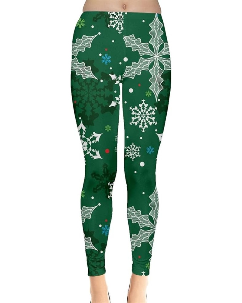 Women's Festive Holiday Stretchy Leggings Christmas Lights Ugly Xmas Leggings, XS-5XL Green $15.92 Others