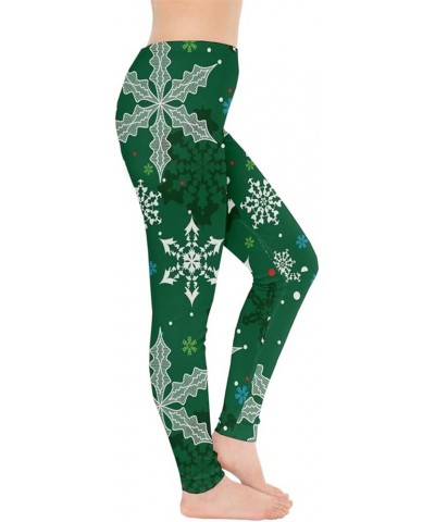 Women's Festive Holiday Stretchy Leggings Christmas Lights Ugly Xmas Leggings, XS-5XL Green $15.92 Others