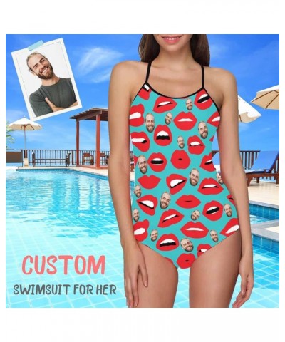 Customize Lovers Boyfriend Husband Face on Strap Swimsuit Lips $11.00 Swimsuits