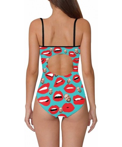 Customize Lovers Boyfriend Husband Face on Strap Swimsuit Lips $11.00 Swimsuits