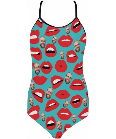 Customize Lovers Boyfriend Husband Face on Strap Swimsuit Lips $11.00 Swimsuits