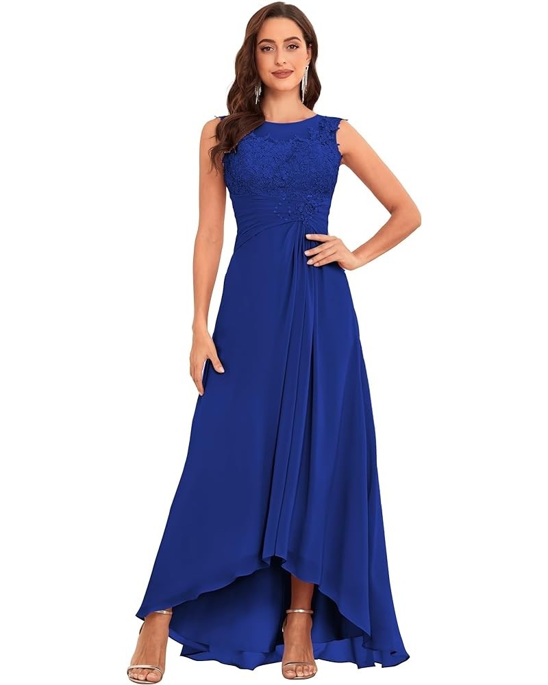 Women's Mother of The Bride Dress for Wedding Lace Bodice A-Line High Low Formal Party Gown Royal Blue $34.00 Dresses