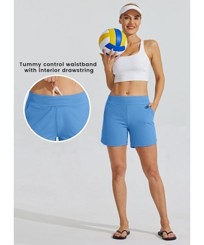 Women's Swim Board Shorts Swimming Bottoms Tummy Control Beach Shorts with Liner 5" INSEAM Navy Blue $19.13 Swimsuits