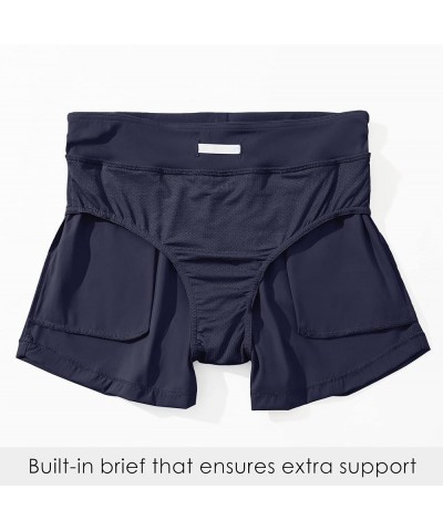 Women's Swim Board Shorts Swimming Bottoms Tummy Control Beach Shorts with Liner 5" INSEAM Navy Blue $19.13 Swimsuits